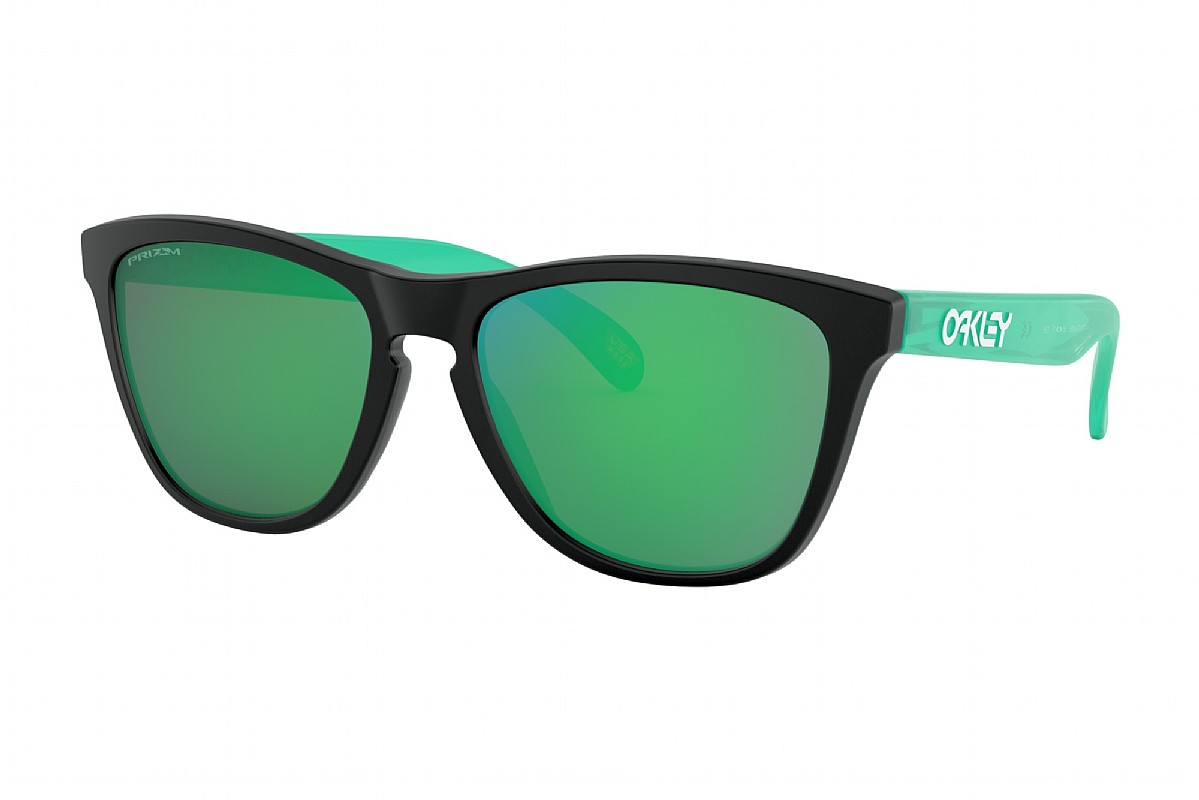 Oakley Origins Frogskins Sunglasses Matte Black/Celeste - PRIZM Jade  [OO9013-I455] at BikeTiresDirect