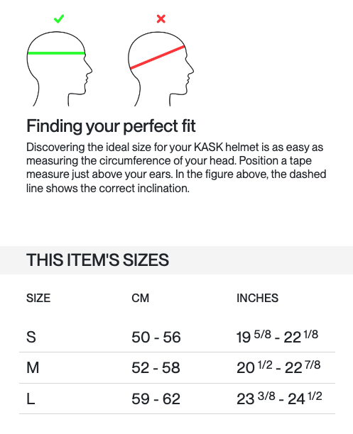 Kask size chart