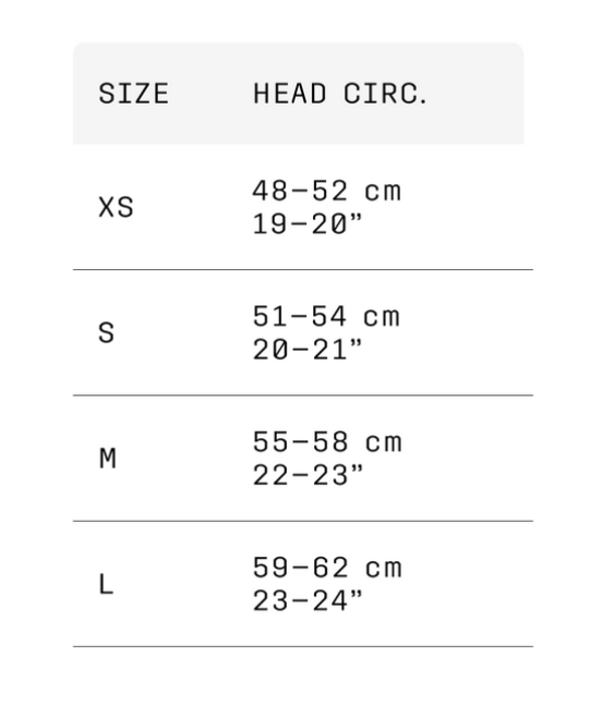 POC size chart