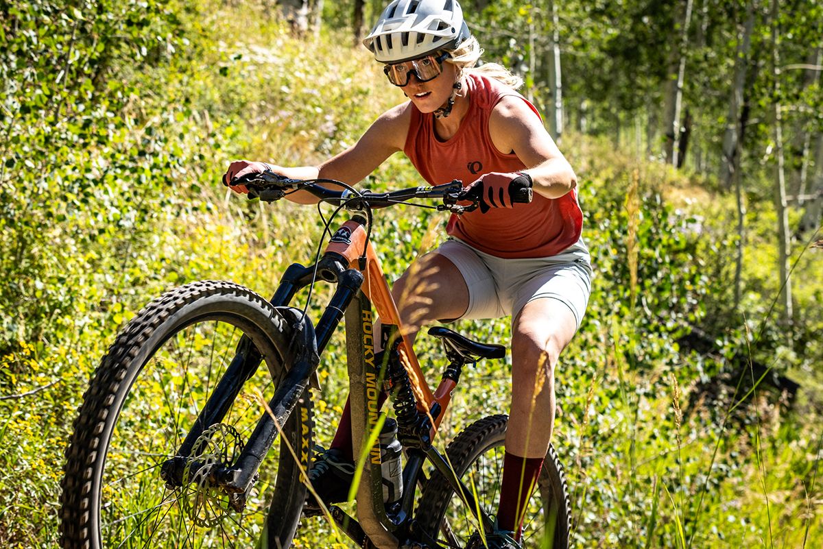 MTB rider doing a wheelie