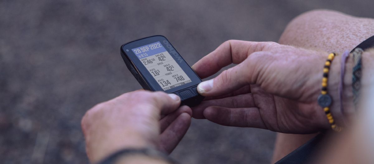 Wahoo bike computer showing power data